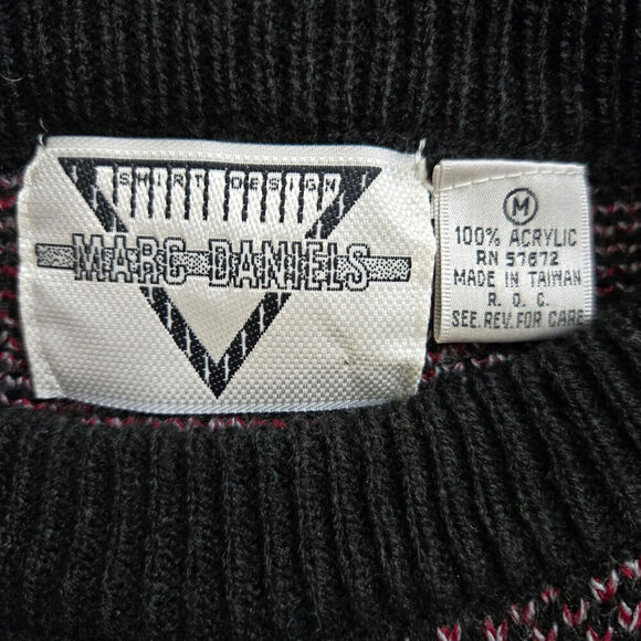 Marc Daniels Vintage 90s Patchwork Sweater Size M Eclectic Grandpa Fairy Grunge - Picture 8 of 11